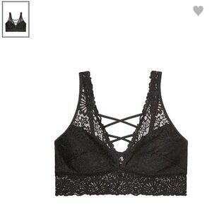 New Victoria's Secret Pink Bralette Small Black Wildflower Lace Plunge NWT